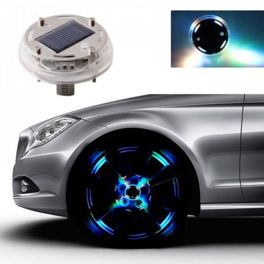 Capac jante auto LED multicolor cu incarcare solara