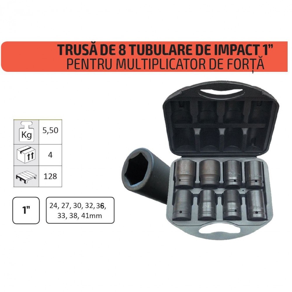 Trusa 8 tubulare camion tir de impact prindere 1 tol marime 24-41mm