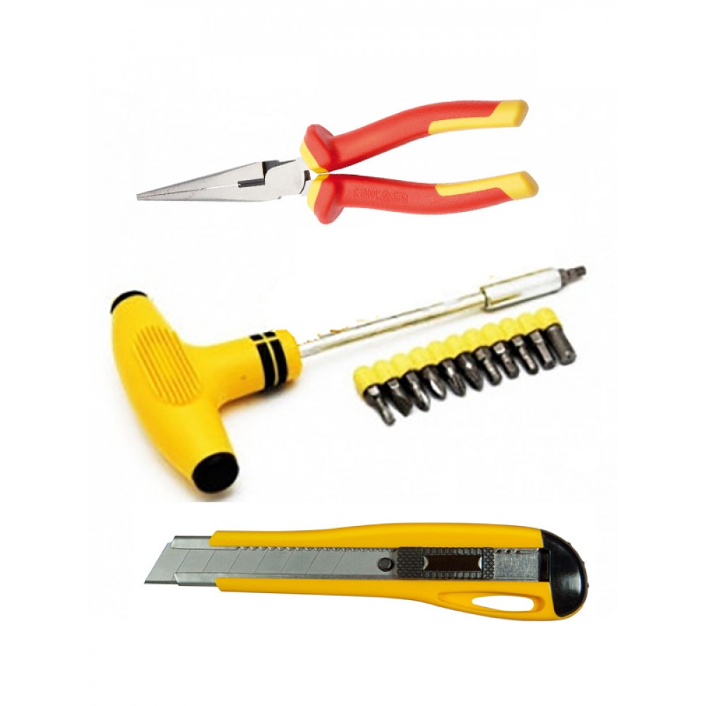 Set 3 unelte surubelnita cu biti, patent spit si cutter Profesional