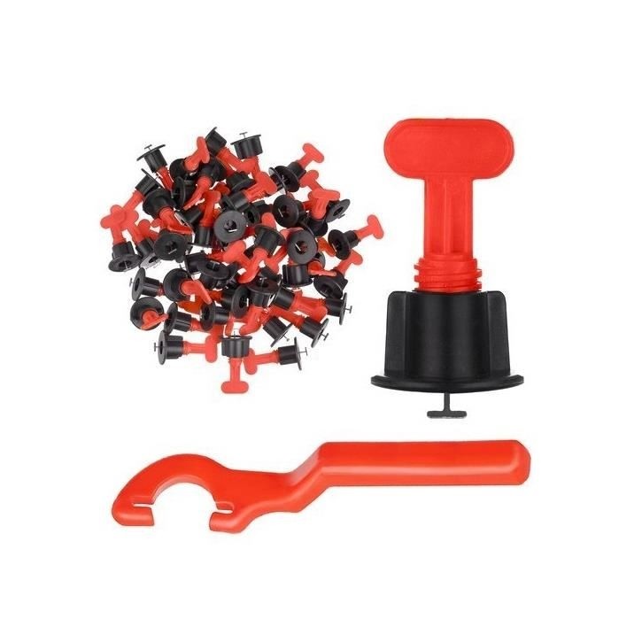 Tije de nivelare si aliniere a placilor ceramice, refolosibile, set 50 buc, cu cheie 