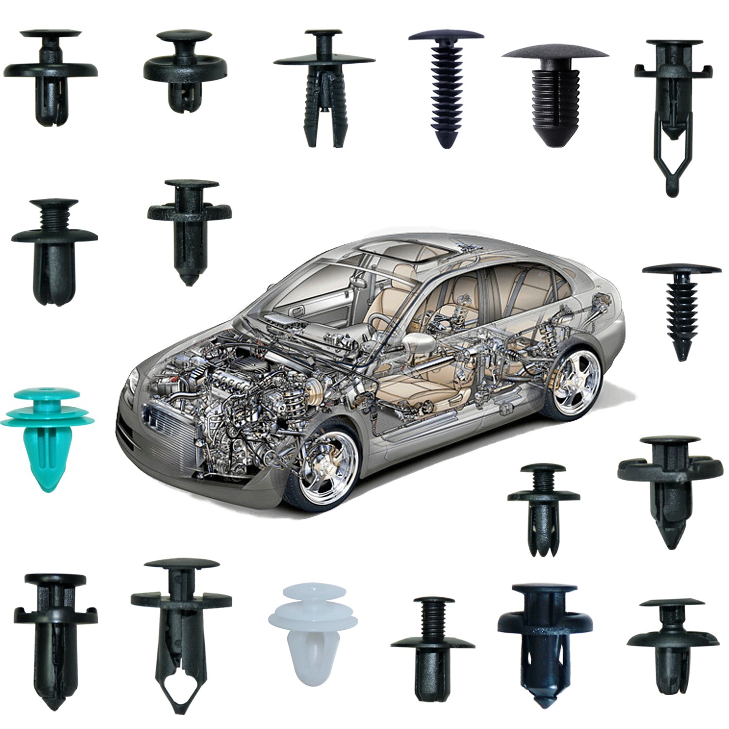Set clipsuri tip cleme de plastic auto pentru interior exterior 299pcs