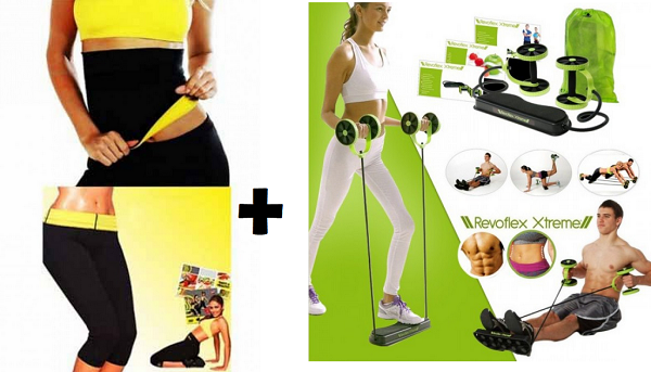 Pachet Slabire !! Aparat Fitness Revoflex Xtreme + Centura si Pantaloni Neopren Original Oferta Limitata