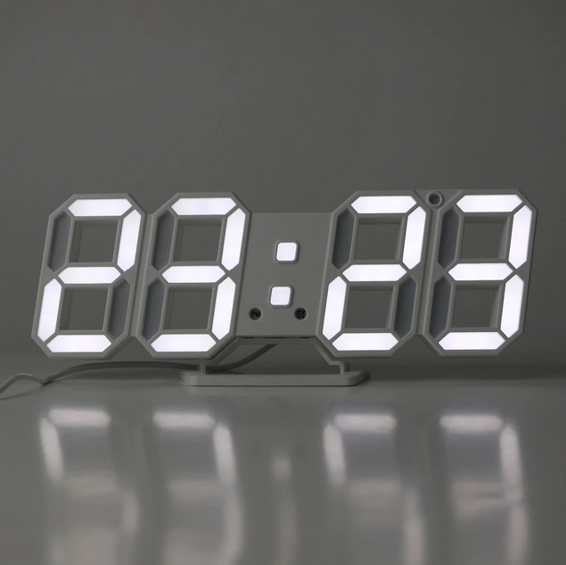 Ceas Desteptator Home 04, Digital, 3D, Led, Alb