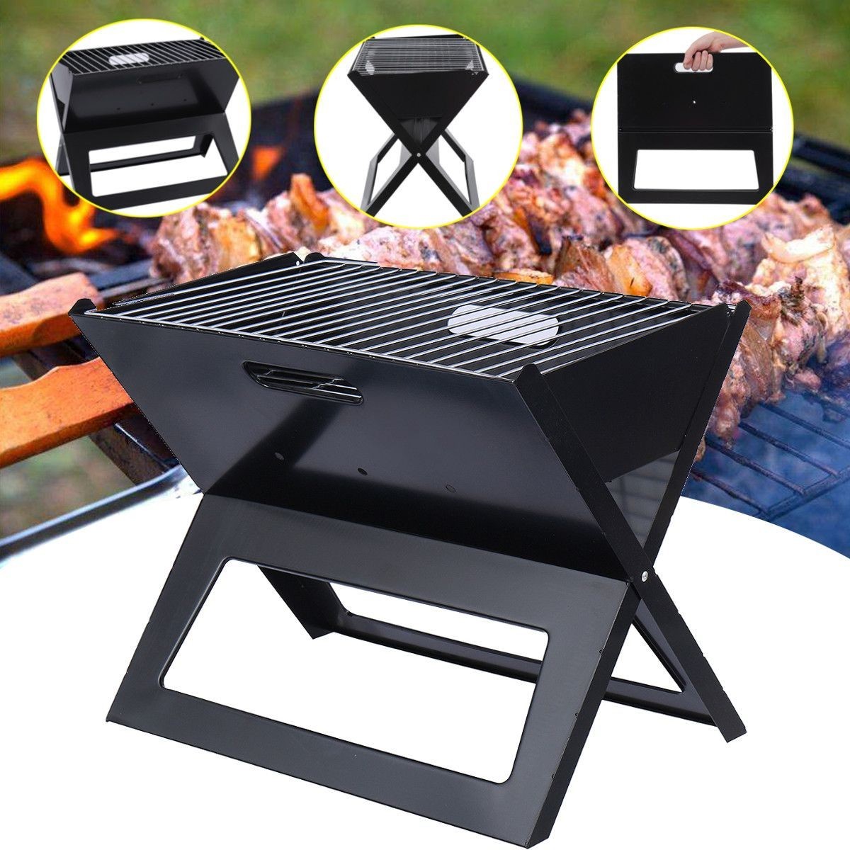 Gratar pliabil si portabil pentru picnic 44x29cm