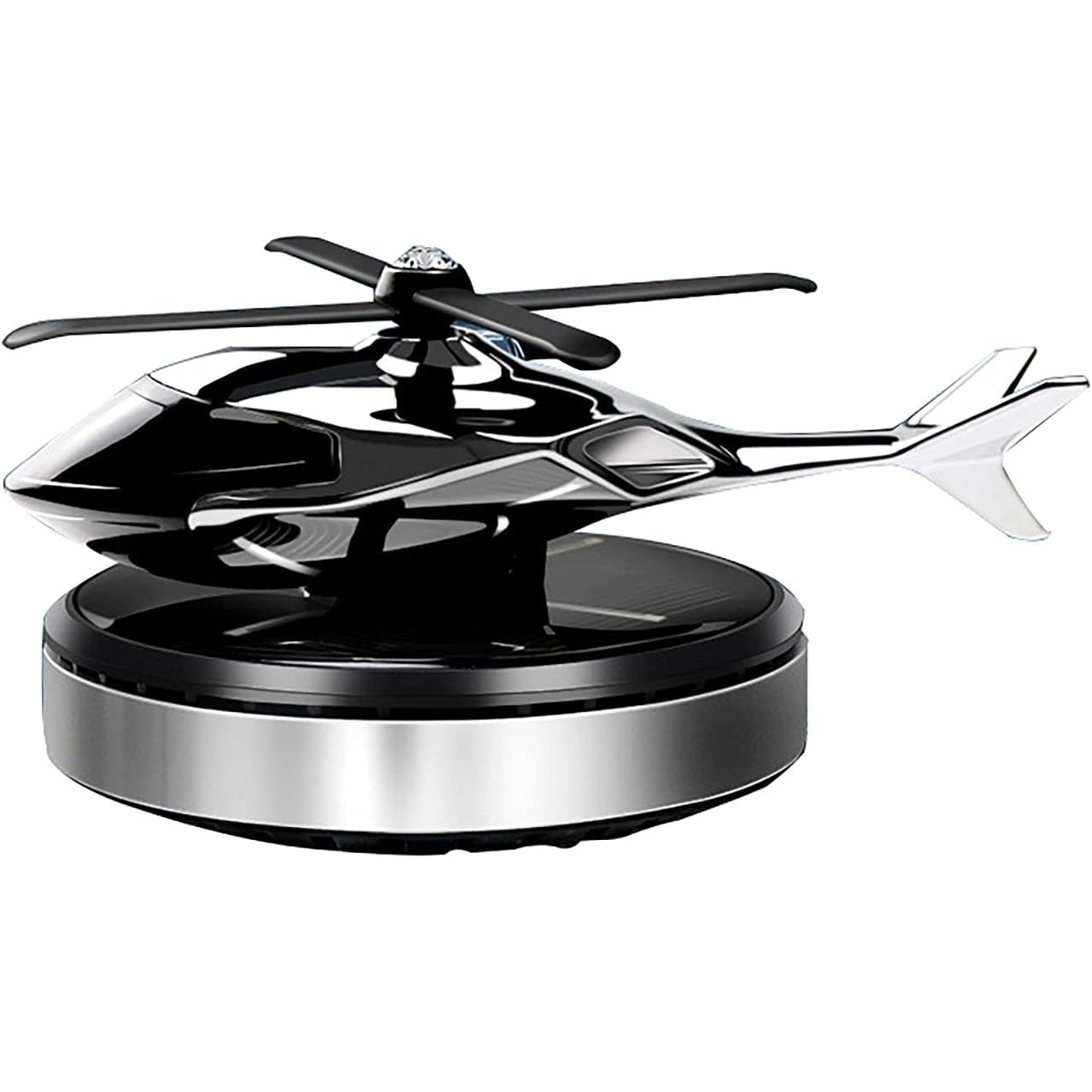 Odorizant auto cu incarcare solara, baza antiderapanta, Ulei parfumat si pipeta incluse, model elicopter