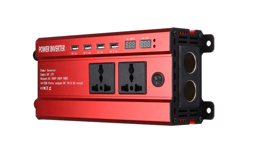 Invertor Auto 1000 / 1600 / 2000 W, 12V, Display Dublu cu 4 Mufe USB, 2 Iesiri